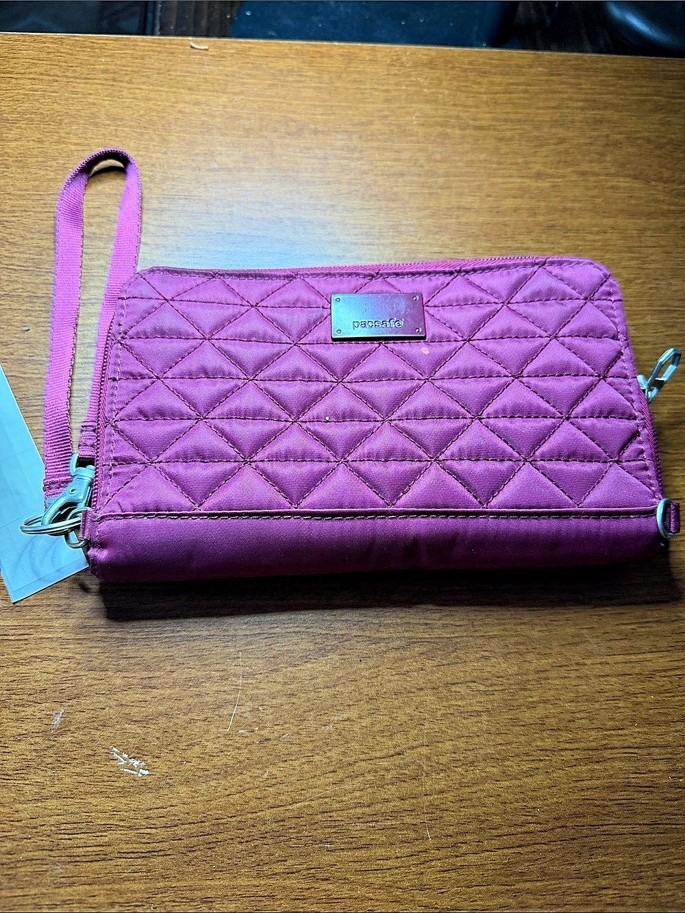 smooth trip Quilted RFID Travel Wallet in Purple